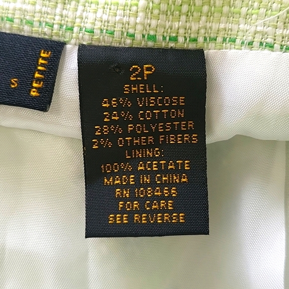 GRACE ELEMENTS SKIRT SZ 2P GREEN/WHITE TWO LAYER PANEL   BIAS STRIPE FLORAL - Picture 5 of 9